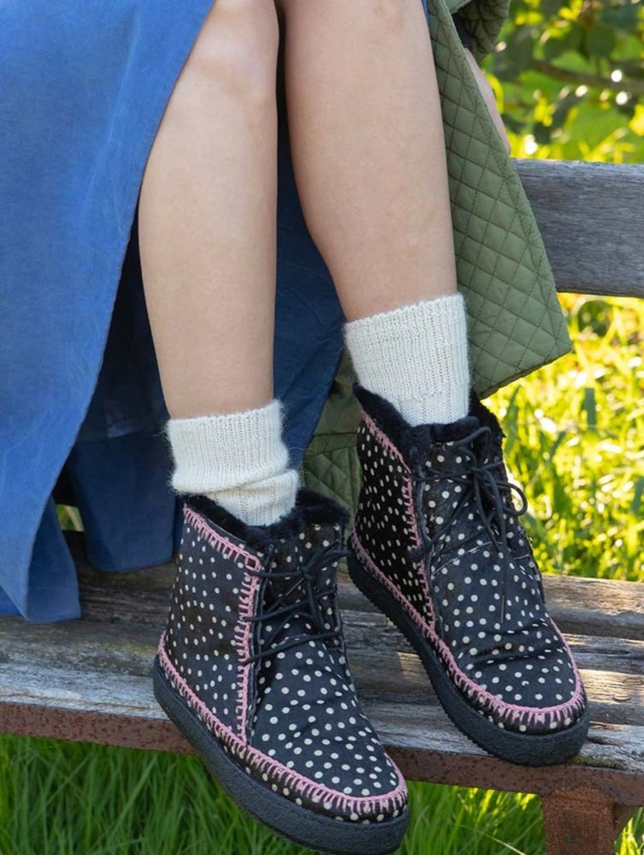 Chaussures laidback london | Bottines A Lacets En Crochet Argo Guepard Noir