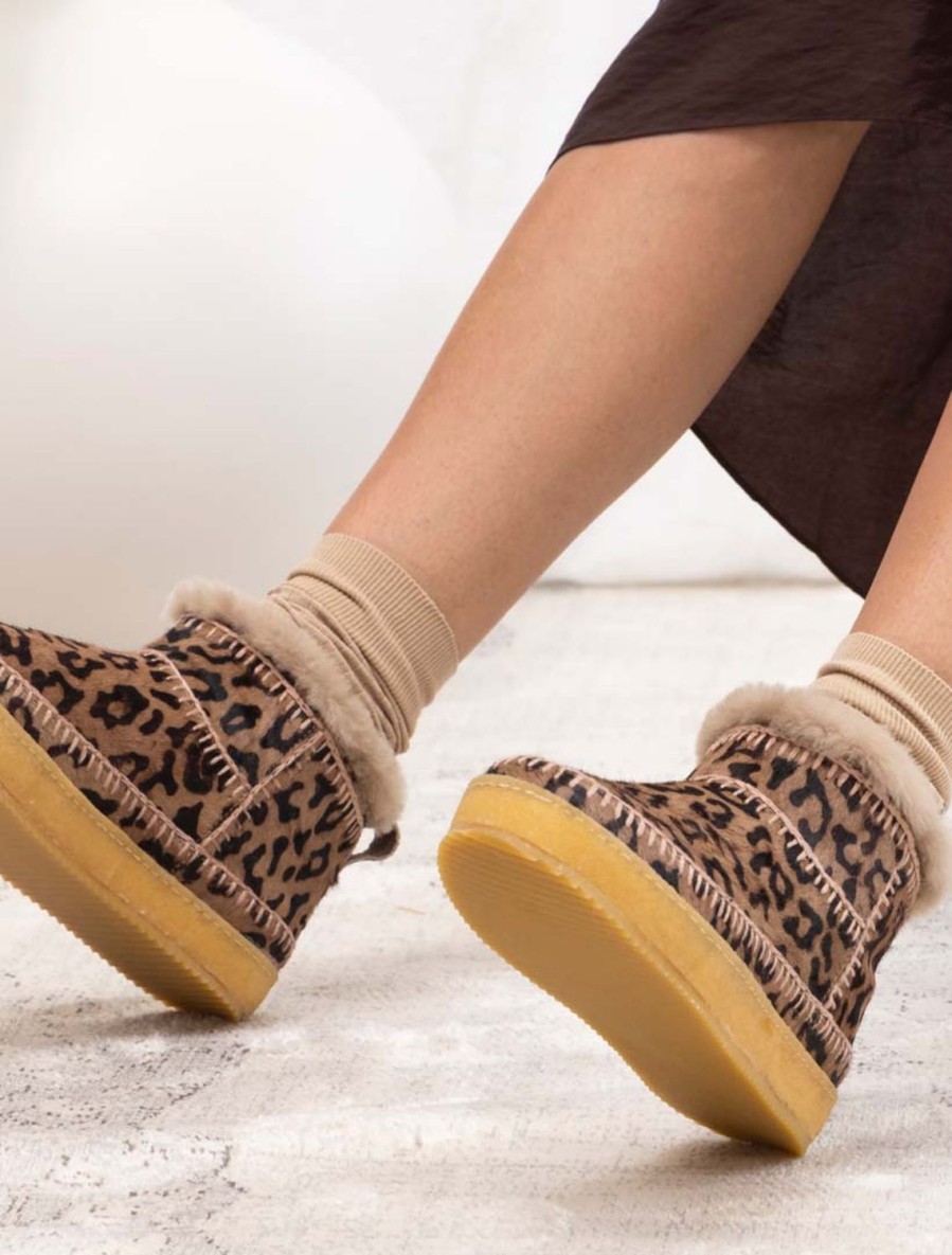 Chaussures laidback london | Nyuki Crochet Pull On Bottine Moka Leopard