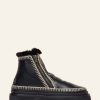 Chaussures laidback london | Setsu 3.0. Bottine Au Crochet Cuir Noir Gris Clair