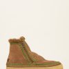 Chaussures laidback london | Bottines Setsu Crochet Zip Lateral Daim Camel Kaki