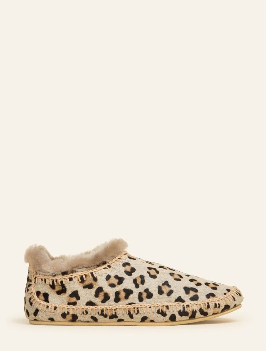 Chaussures laidback london | Fuyu Pantoufles En Peau De Mouton Au Crochet, Bottes Leopard