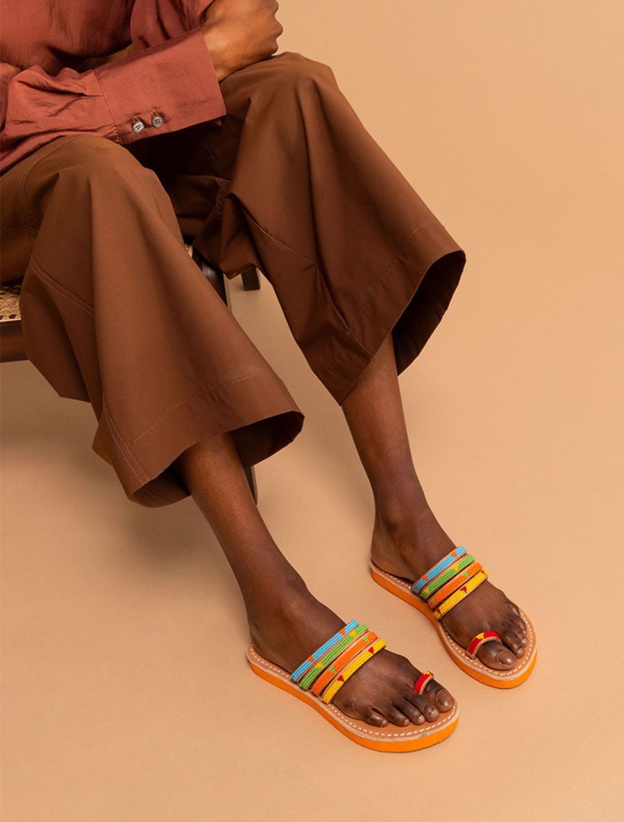 Des Sandales laidback london | Sandale En Cuir Kamba Sso Tribale