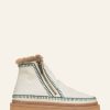 Chaussures laidback london | Setsu 3.0. Bottine Au Crochet Cuir Blanc Sauge