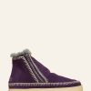 Chaussures laidback london | Bottines Au Crochet Setsu Daim Indigo Gris Clair