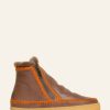 Chaussures laidback london | Bottines Setsu Crochet Cuir Cigaro Orange