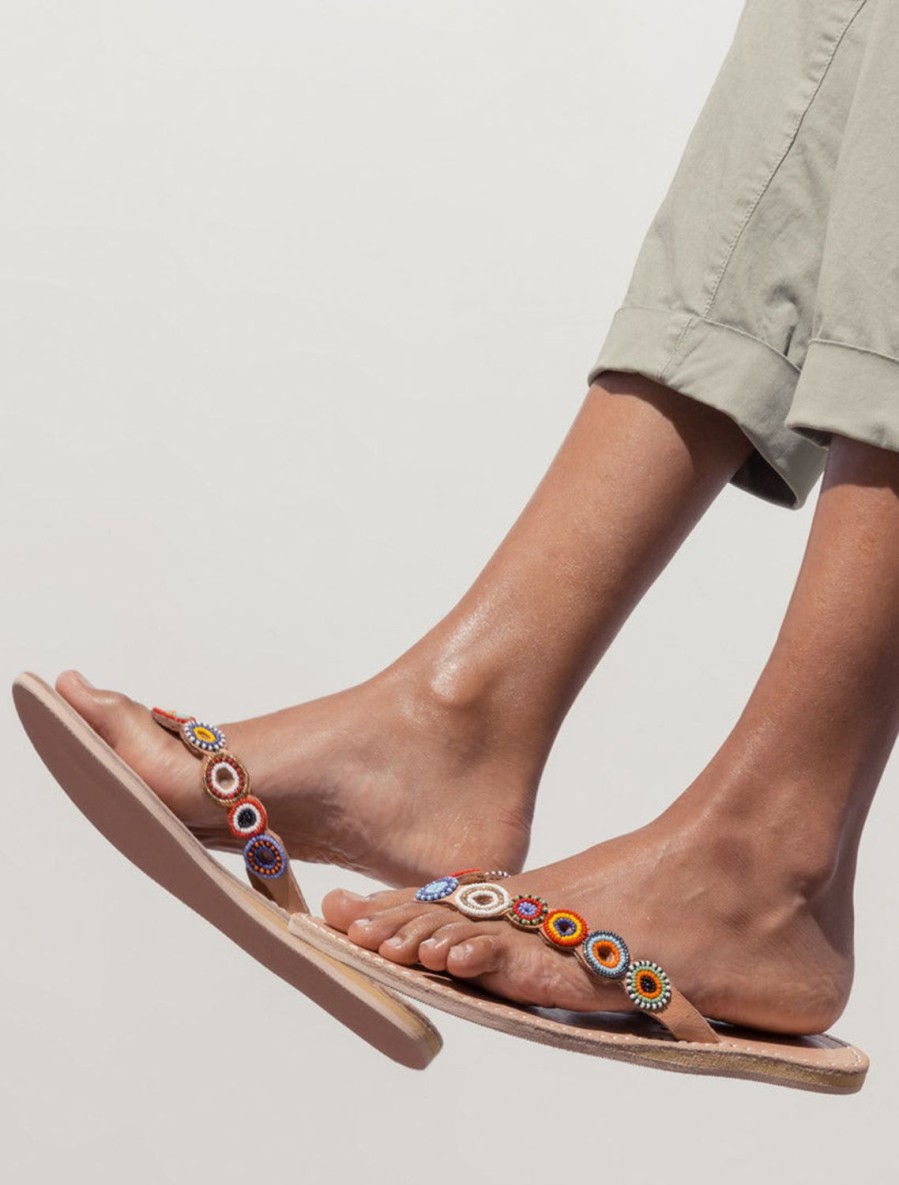 Des Sandales laidback london | Peak Flat Brun Clair Tribal