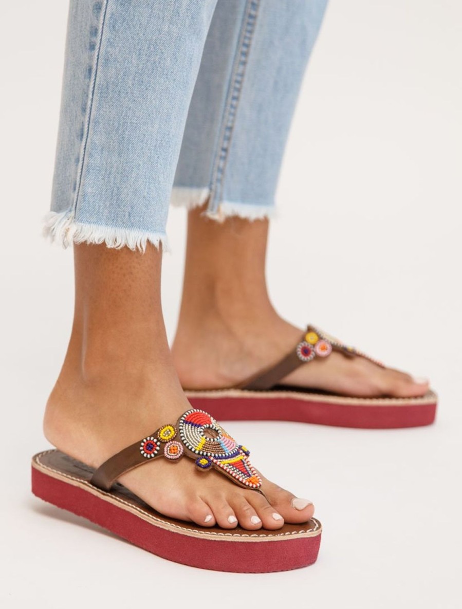 Des Sandales laidback london | Sandale En Cuir Shibli Ssr Melange Rouge