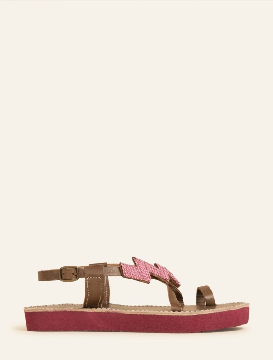 Des Sandales laidback london | Icini Ssr Choc Cuir Bebe Rose