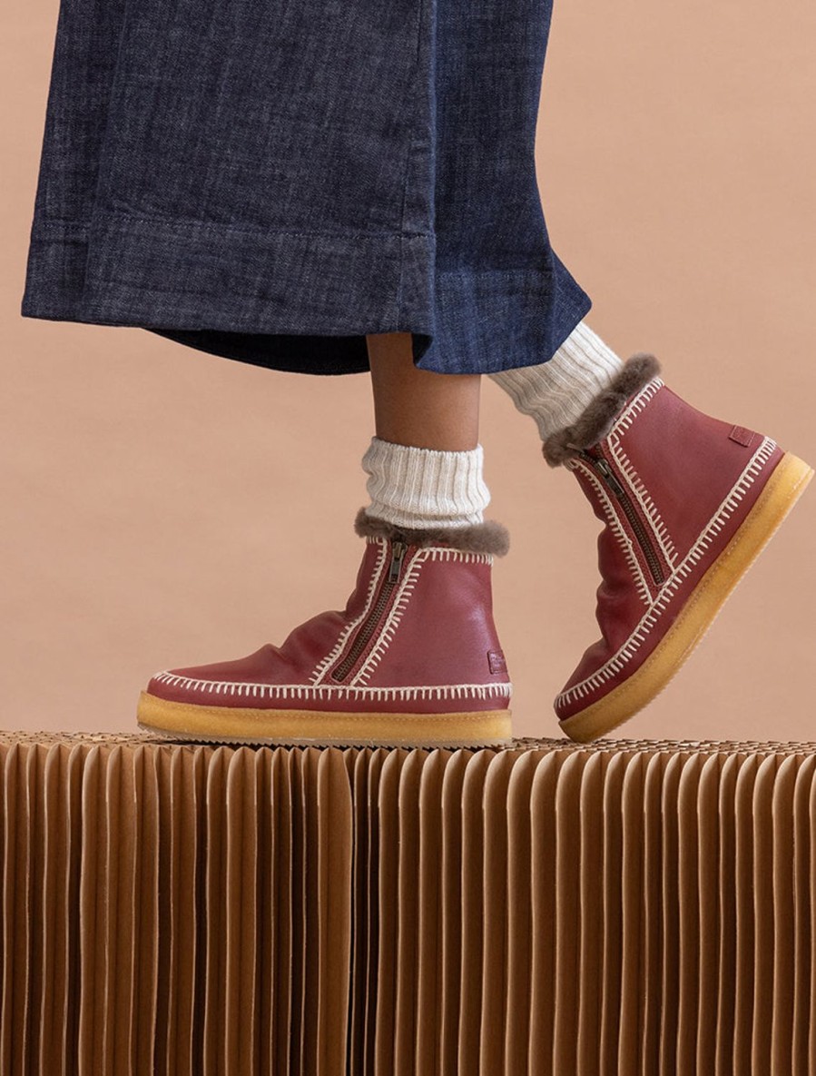 Chaussures laidback london | Bottines Au Crochet Setsu Cuir De Sang Naturel