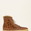 Chaussures laidback london | Argo Bottine A Lacets Au Crochet Leopard Marron