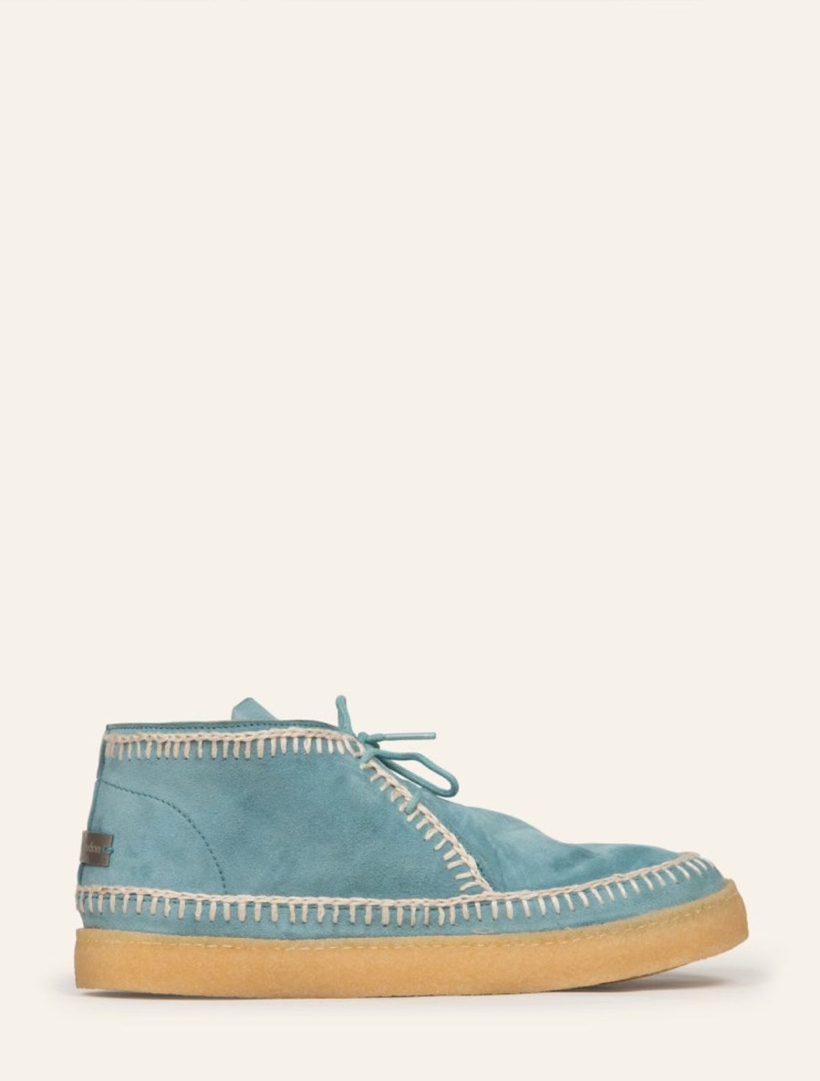 Chaussures laidback london | Bottes Chukka A Lacets En Crochet Shenje Bleu Clair