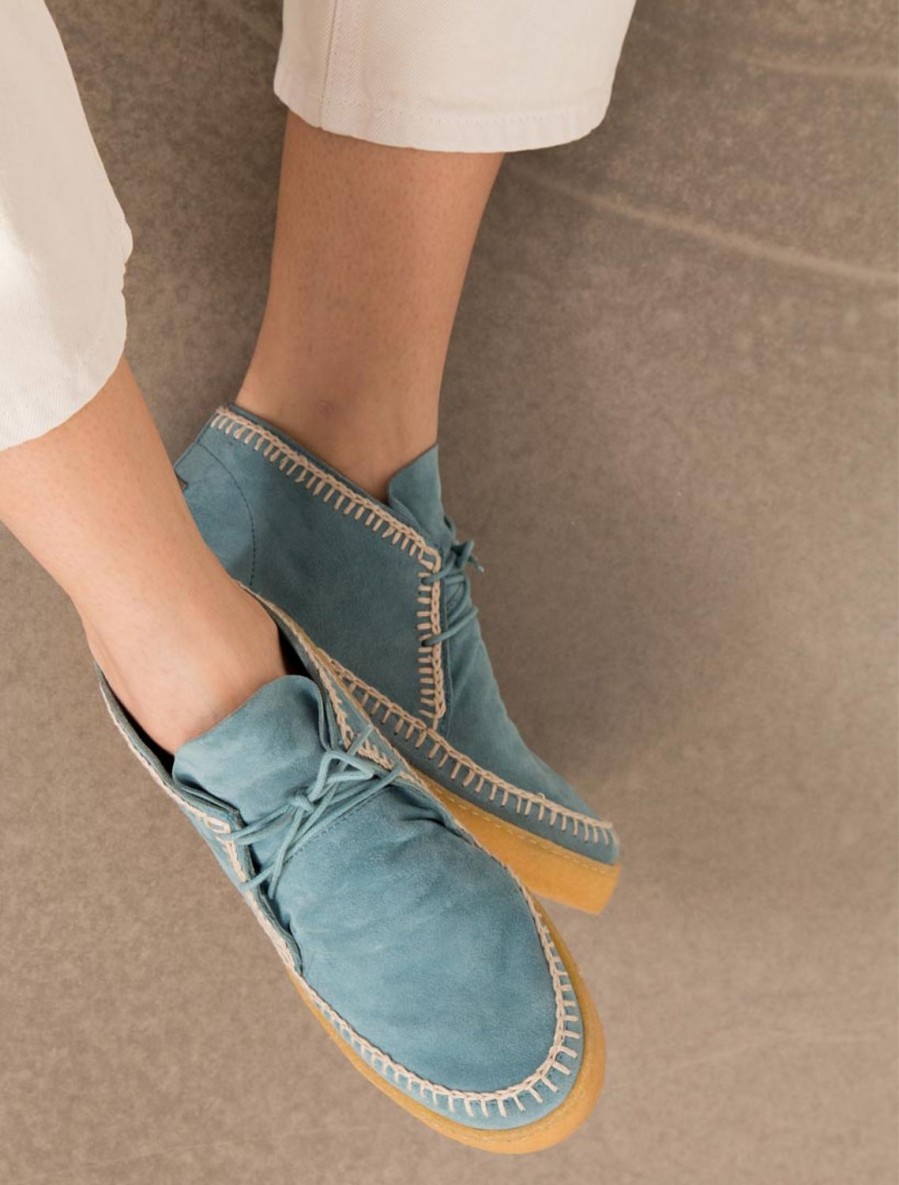 Chaussures laidback london | Bottes Chukka A Lacets En Crochet Shenje Bleu Clair