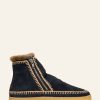 Chaussures laidback london | Bottines Au Crochet Setsu Daim Marine Beige