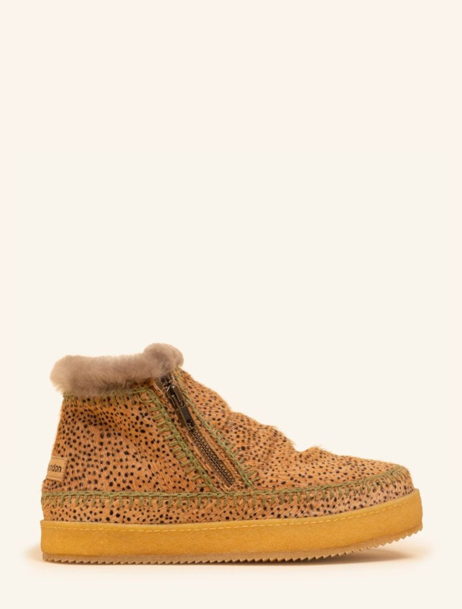 Chaussures laidback london | Bottines Basses A Fermeture Eclair Laterale Setsu Marron Guepard