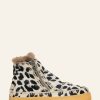 Chaussures laidback london | Bottines Au Crochet Setsu Noir Blanc Leopard