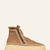 Chaussures laidback london | Bottines A Plateforme En Crochet Setsu Daim Camel Naturel