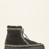 Chaussures laidback london | Bottines A Lacets Au Crochet Argo En Daim Noir