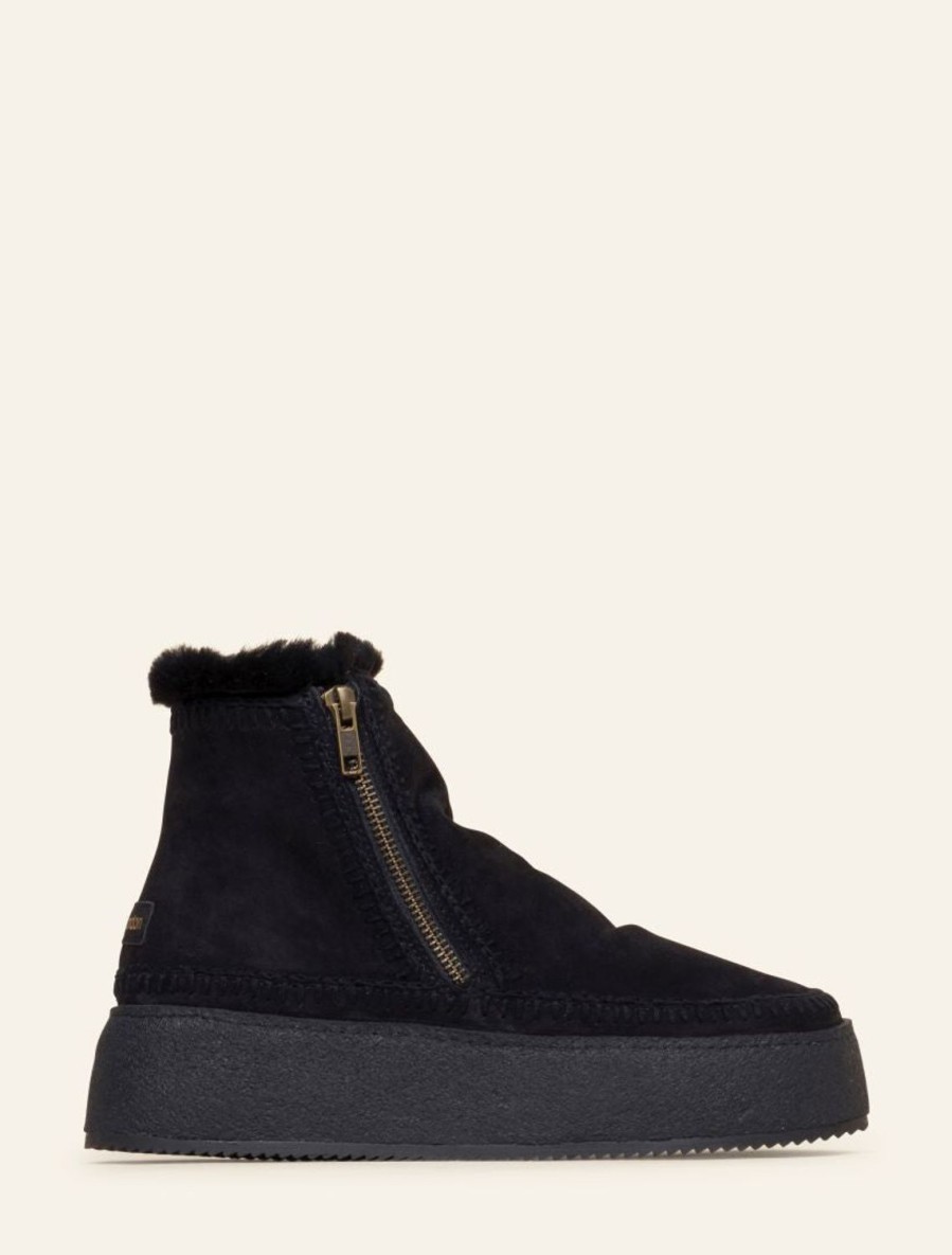 Chaussures laidback london | Bottines A Plateforme En Crochet Setsu En Daim Noir Noir