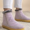 Chaussures laidback london | Bottines Setsu En Crochet Avec Fermeture Eclair Laterale Et Daim Lilas Gris Clair