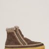 Chaussures laidback london | Setsu Crochet Side Zip Bottine Choc Daim Beige