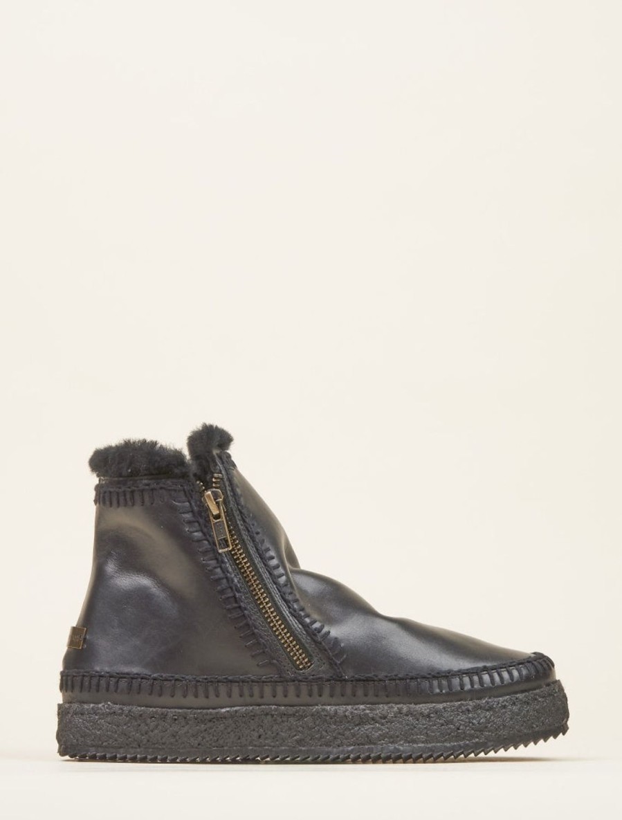 Chaussures laidback london | Bottines Setsu En Crochet Avec Fermeture Eclair Laterale En Cuir Noir