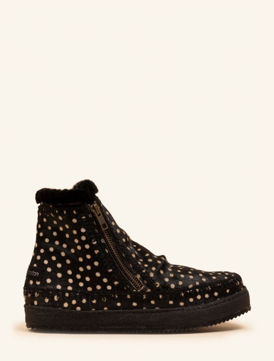 Chaussures laidback london | Bottines Setsu En Crochet Avec Fermeture Eclair Laterale, Guepard Noir