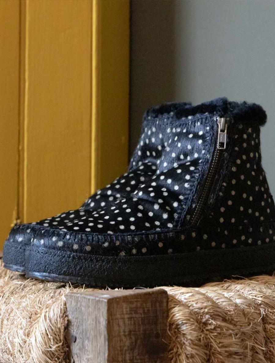 Chaussures laidback london | Bottines Setsu En Crochet Avec Fermeture Eclair Laterale, Guepard Noir