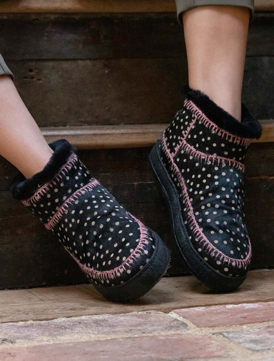 Chaussures laidback london | Bottines A Enfiler En Crochet Nyuki Guepard Noir