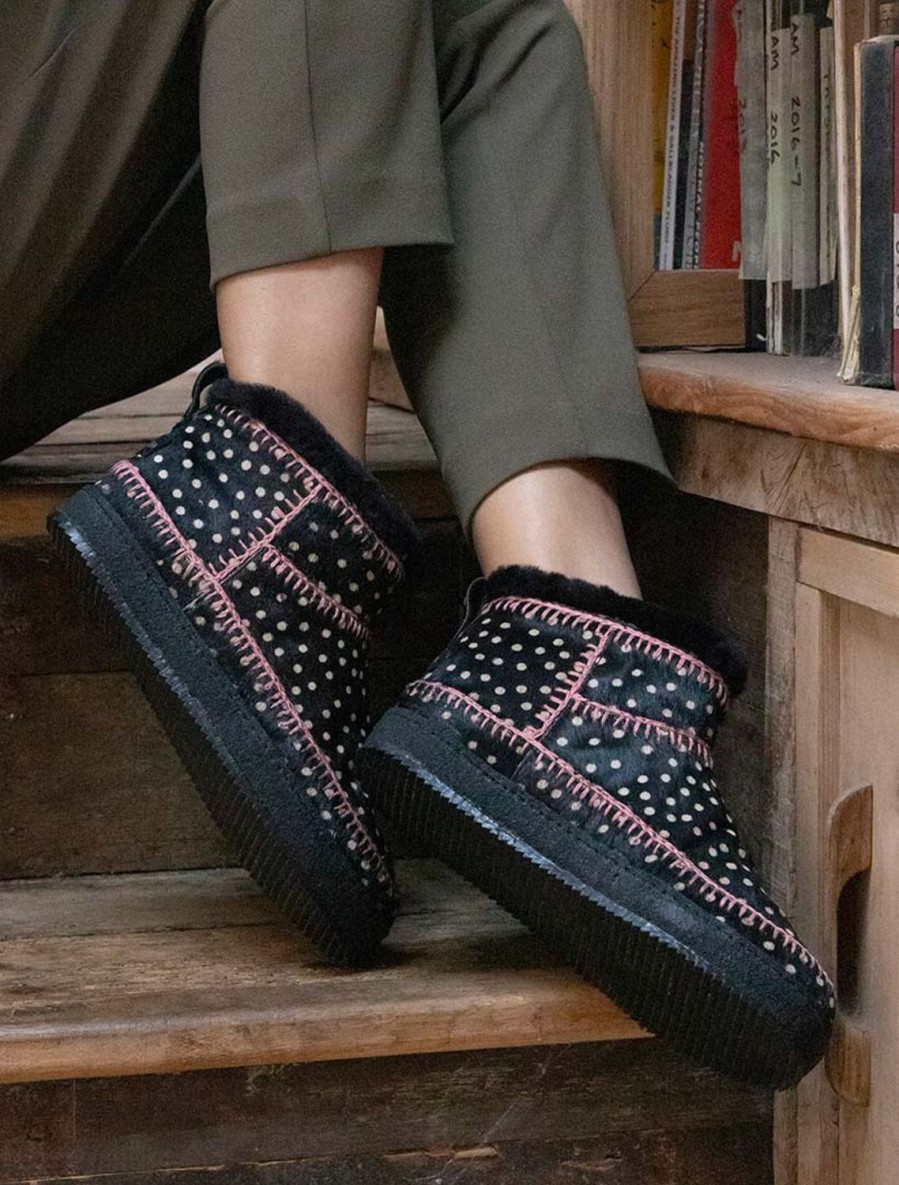 Chaussures laidback london | Bottines A Enfiler En Crochet Nyuki Guepard Noir