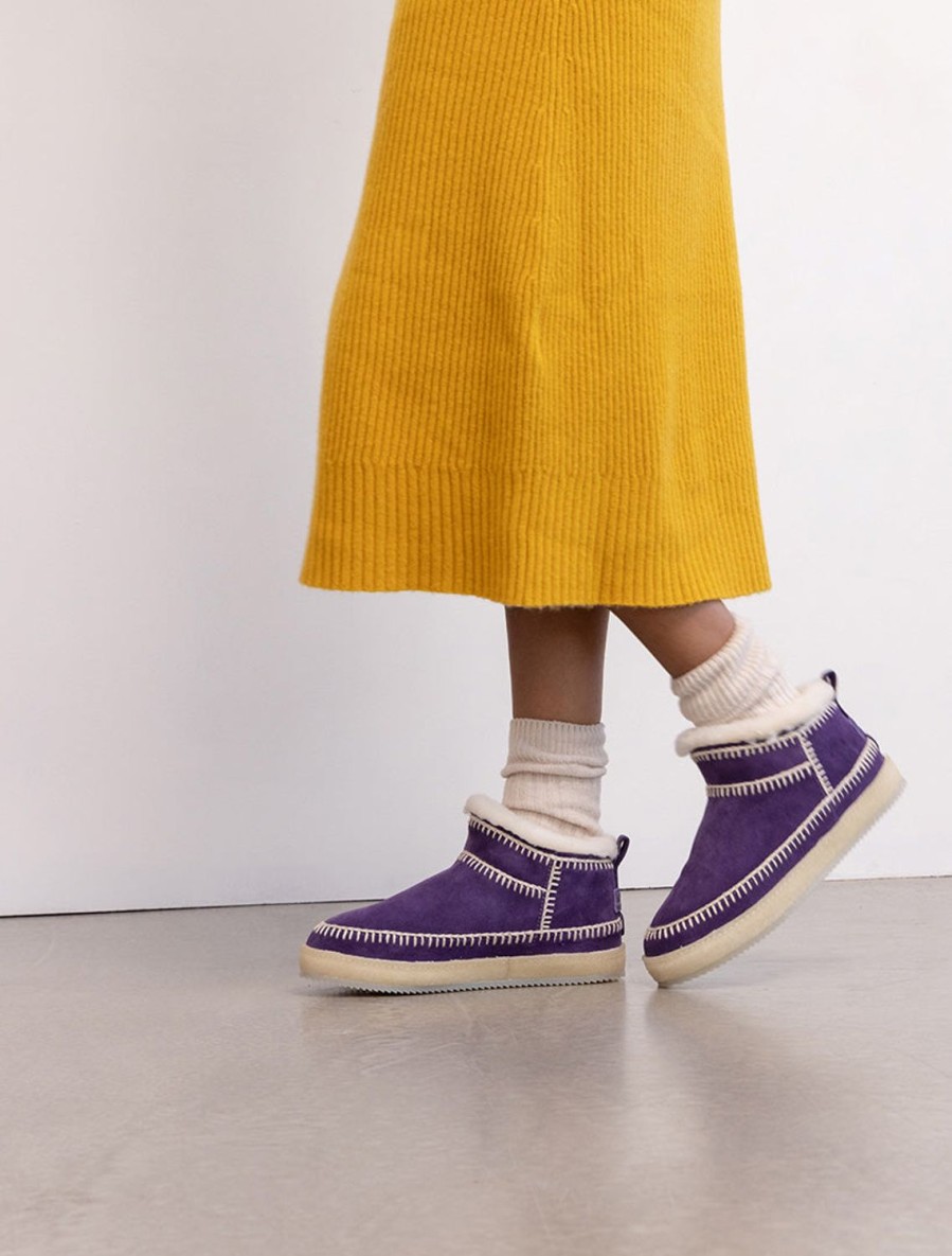 Chaussures laidback london | Bottines Basses Au Crochet Nyuki Daim Indigo Naturel