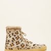 Chaussures laidback london | Argo Bottine A Lacets Au Crochet Leopard Beige