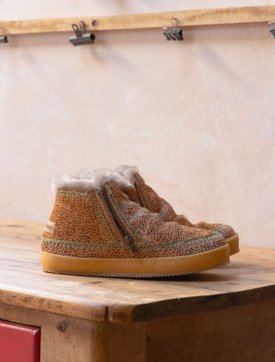 Chaussures laidback london | Setsu Crochet Crepe Marron Cheetah Army Green