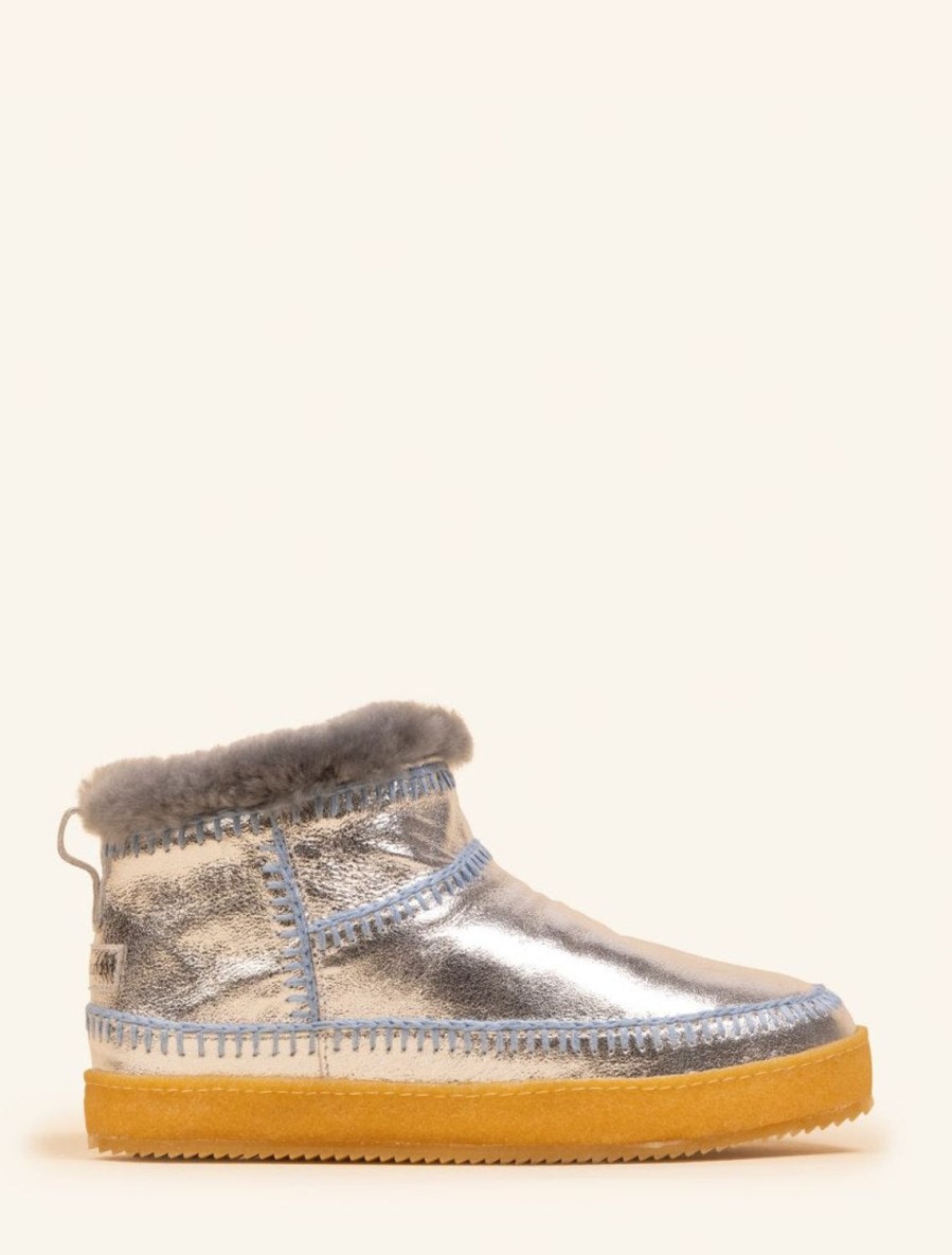 Chaussures laidback london | Bottines A Enfiler Au Crochet Nyuki Argentees Scintillantes