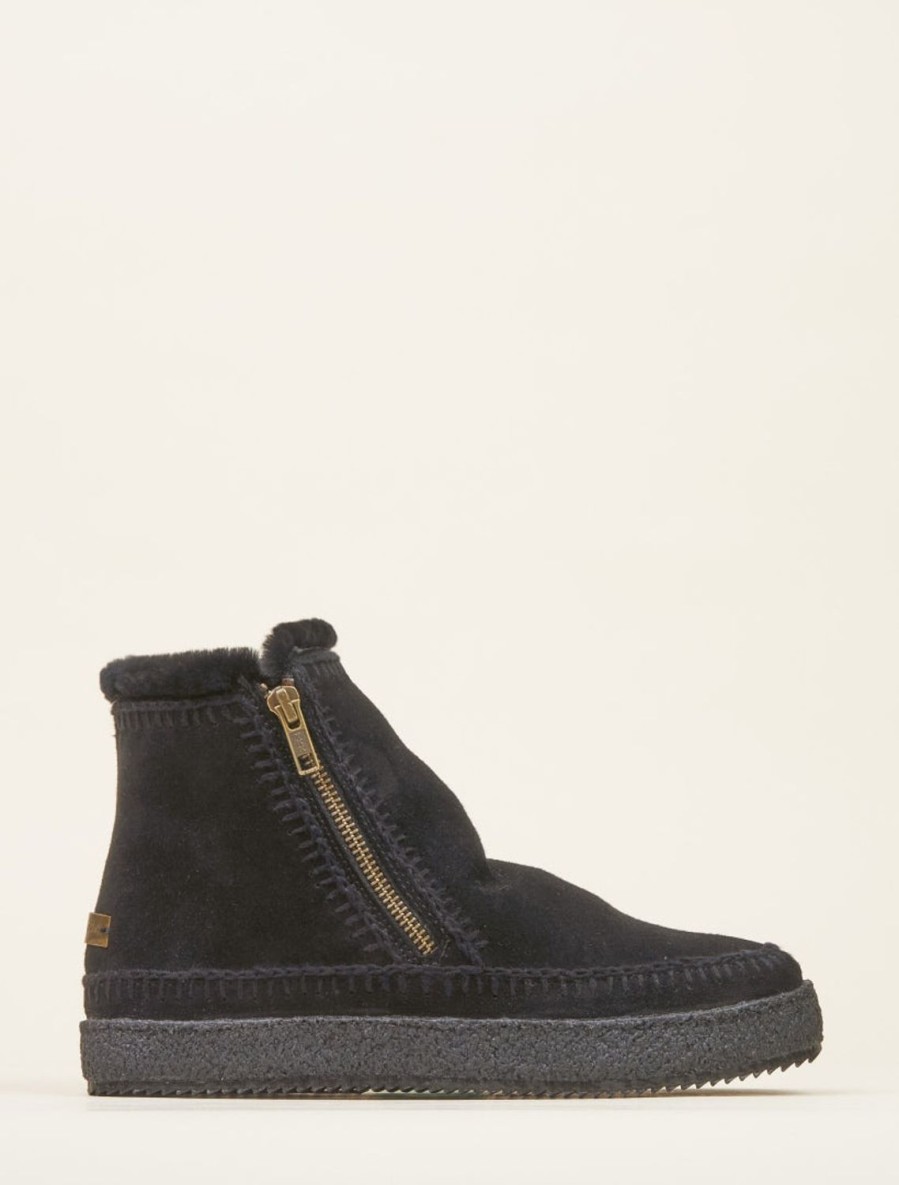 Chaussures laidback london | Bottines Au Crochet Setsu En Daim Noir