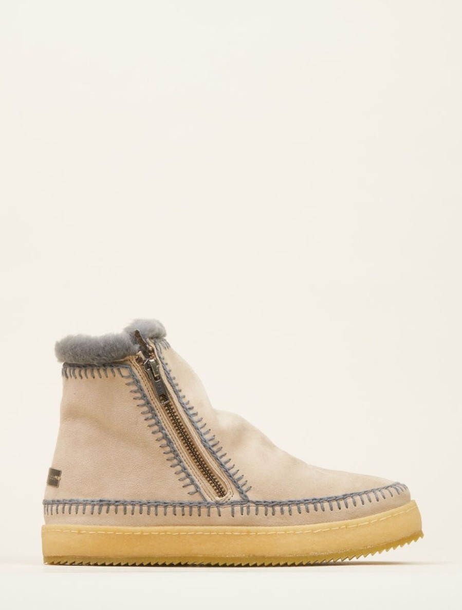 Chaussures laidback london | Bottines Setsu En Crochet Avec Fermeture Eclair Laterale Et Daim Sable