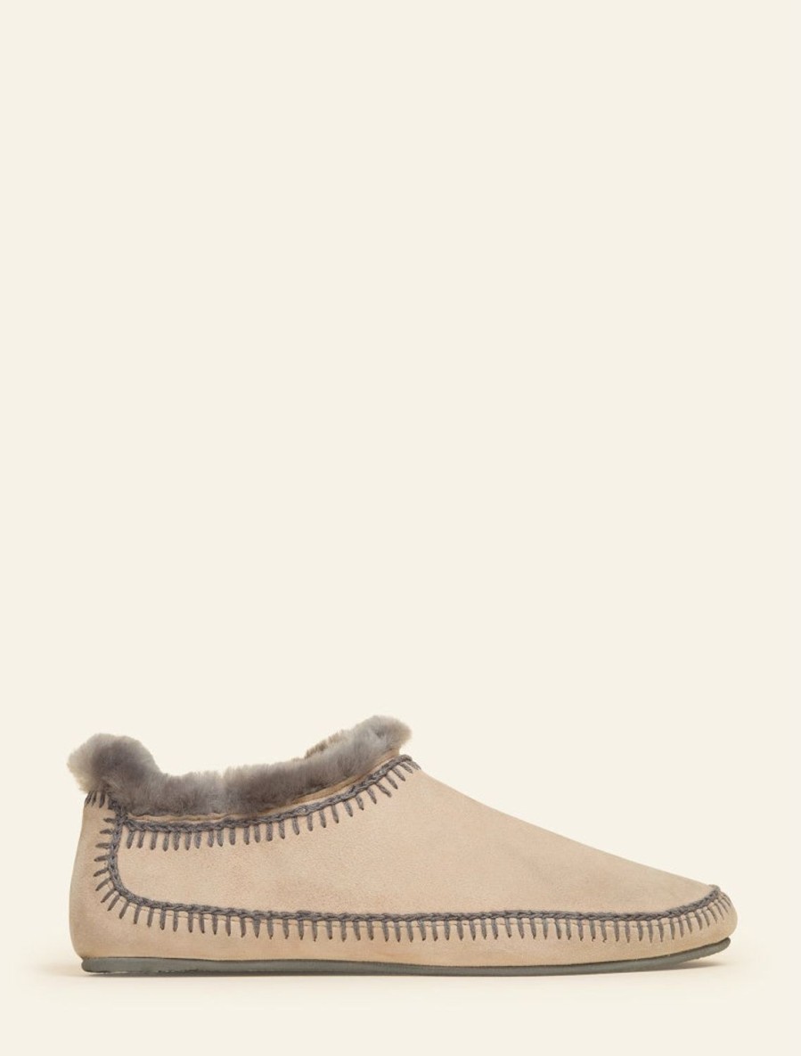 Chaussures laidback london | Fuyu Pantoufles En Peau De Mouton Au Crochet, Bottes En Daim Sable