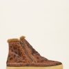 Chaussures laidback london | Bottines Setsu En Crochet Avec Fermeture Eclair Laterale, Marron Leopard