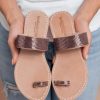 Des Sandales laidback london | Sandale Trent En Cuir Beige A Boucle A Bout Plat Rose Soyeux