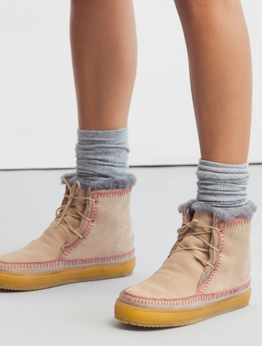 Chaussures laidback london | Bottines A Lacets Au Crochet Argo Daim Sable