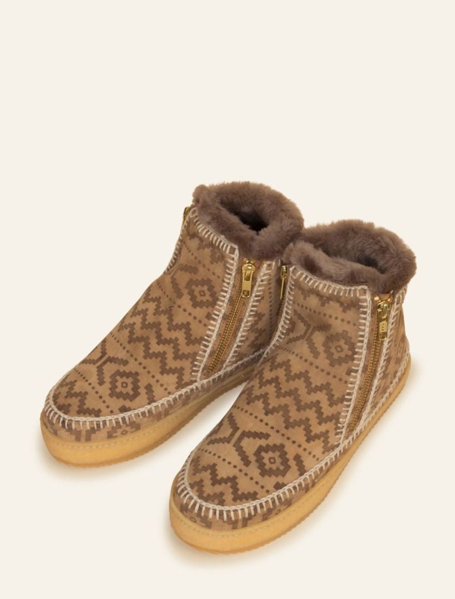 Chaussures laidback london | Bottines Au Crochet Setsu Gaufre Safran Naturel