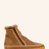 Chaussures laidback london | Bottines Zippees Au Crochet Setsu En Daim Camel