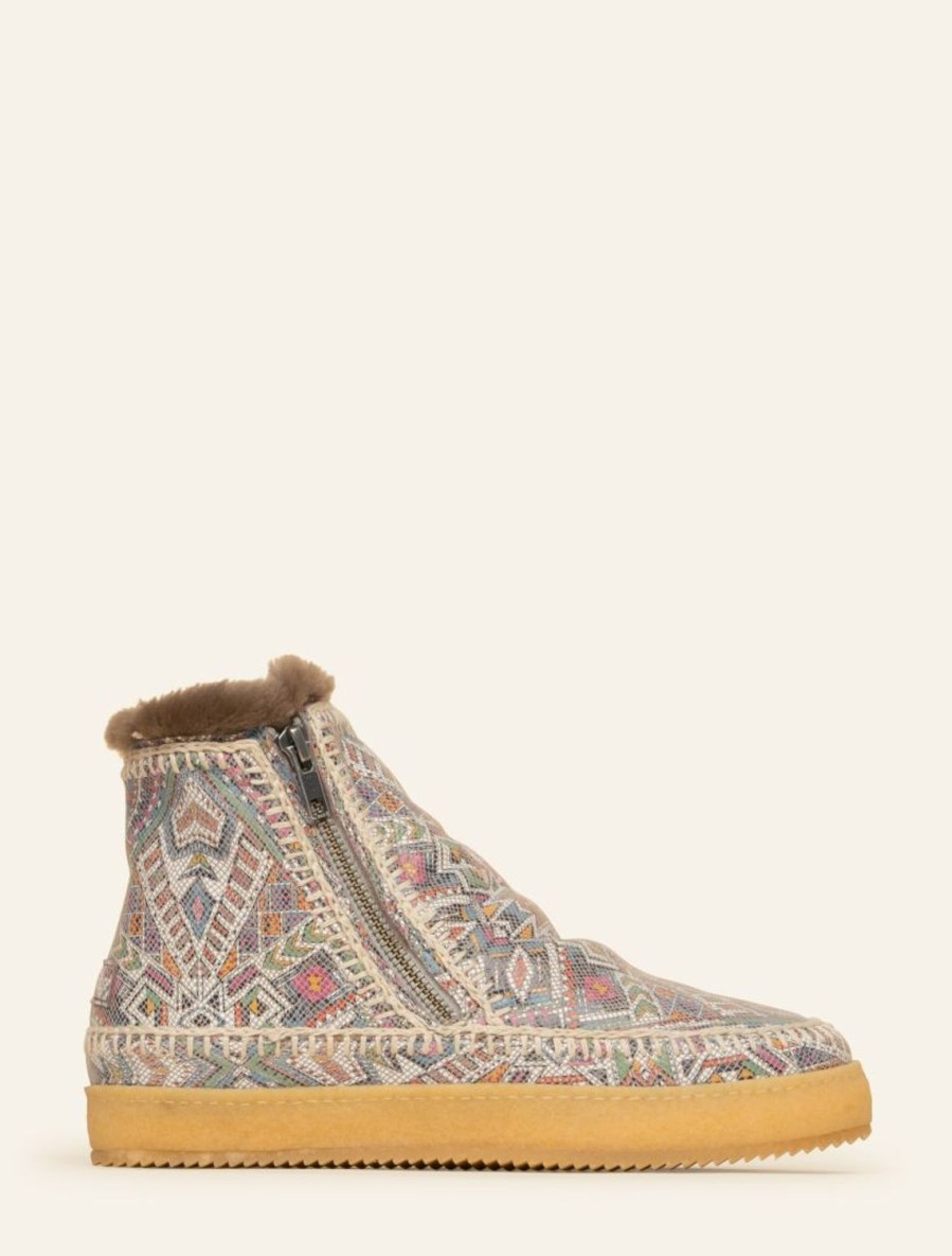 Chaussures laidback london | Bottines Au Crochet Setsu Aztec Multi Naturel