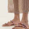 Des Sandales laidback london | Diani Plat Marron Clair Cuir Rose Mix