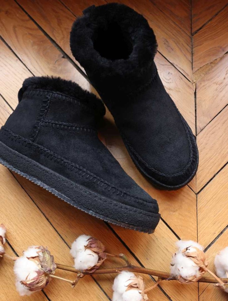 Chaussures laidback london | Bottines A Enfiler En Crochet Nyuki En Daim Noir